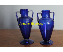 Antica coppia di vasi  Anfora Murano blu cobalto