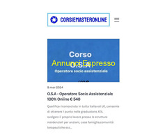 CorsoCorso O.S.A - € 580,00  modalità di accesso 100% Online