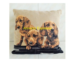 Arazzo cuscino trittico  cani bassotto vintage mad