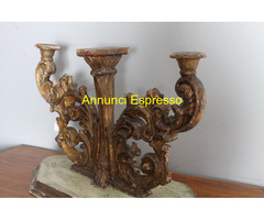 Antico candelabro candeliere in legno dorato