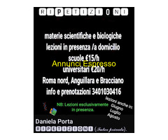 Aiuto per lezioni diMaterie scientifiche  retribuzione oraria €15