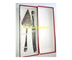 Paletta e coltello da torta antichi in Silver Plat