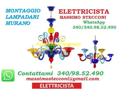 Elettricista lampadari Murano smontaggio montaggio