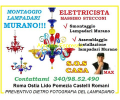 Montaggio lampadari Murano e semplici a Roma