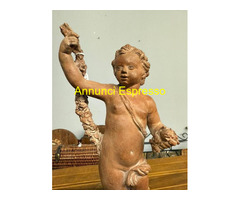 Antica scultura putto festante in terracotta 700